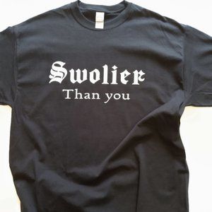 Funny mens workout shirt, swolier than you
